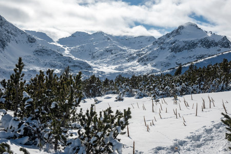 Amazing Winter view of Pirin Mountain near Polezhan and Bezbog Peaks, Bulgariaの写真素材
