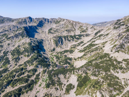 Amazing Aerial view of Pirin Mountain near Muratov peak, Bulgariaの写真素材