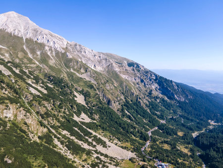 Amazing Aerial view of Pirin Mountain near Muratov peak, Bulgariaの写真素材