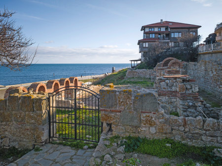 Amazing Panorama of The old town of Nessebar, Burgas Region, Bulgariaの写真素材