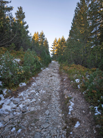 Amazing Autumn landscape of Rila Mountain near Mechit and Popova Kapa peaks, Bulgariaの写真素材