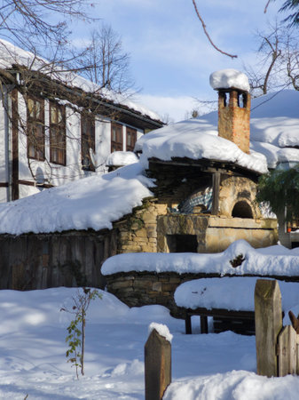 Amazing Winter panorama of village of Bozhentsi, Gabrovo region, Bulgariaの写真素材