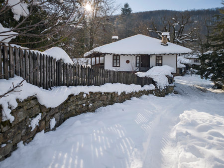 Amazing Winter view of village of Bozhentsi, Gabrovo region, Bulgariaの写真素材
