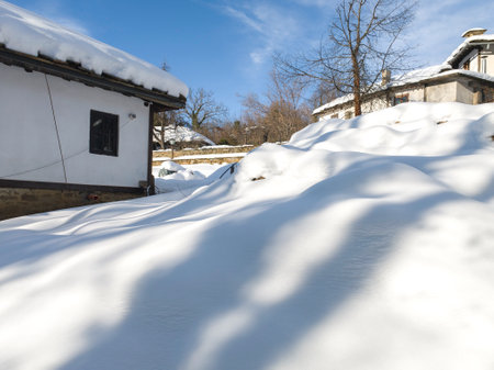Amazing Winter view of village of Bozhentsi, Gabrovo region, Bulgariaの写真素材