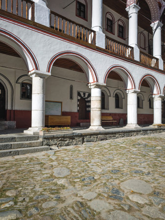 Autumn view of Orthodox Monastery of Saint Ivan (John) of Rila (Rila Monastery), Kyustendil Region, Bulgariaの写真素材