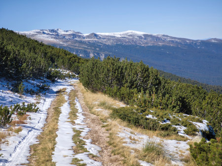 Amazing Autumn landscape of Rila Mountain near Mechit and Popova Kapa peaks, Bulgariaの写真素材