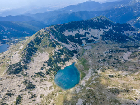 Amazing Aerial view of Pirin Mountain near Banderitsa Area, Bulgariaの写真素材