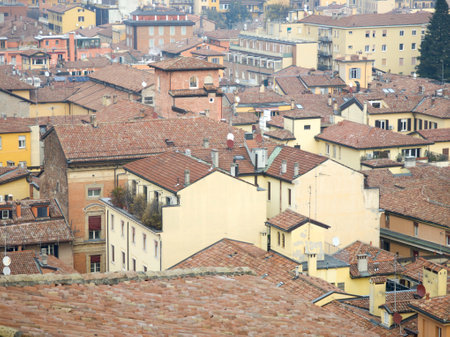 Panorama of Bologna city center, Emilia-Romagna, Italyの写真素材