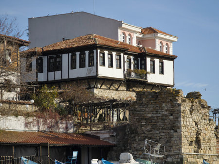 Amazing Panorama of The Old town of Nessebar, Burgas Region, Bulgariaの写真素材