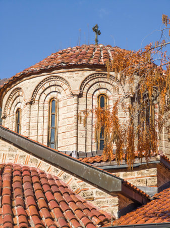 Autumn view of Medieval Bachkovo Monastery Dormition of the Mother of God, Plovdiv Region, Bulgariaの写真素材