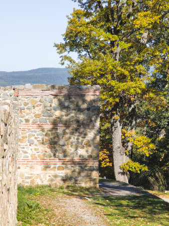 Autumn view of Late antique Roman fortified settlement Tsari Mali grad near village of Belchin, Sofia region, Bulgariaの写真素材