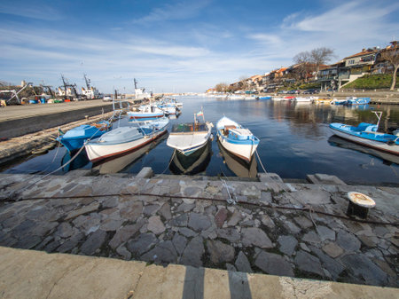 Amazing Sunset view of the port of Sozopol, Burgas Region, Bulgaria