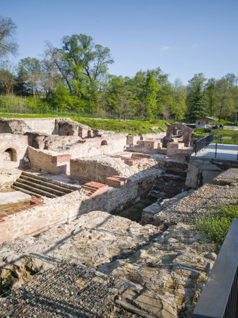 Ruins of Roman fortifications in ancient city of Diocletianopolis, town of Hisarya, Plovdiv Region,...