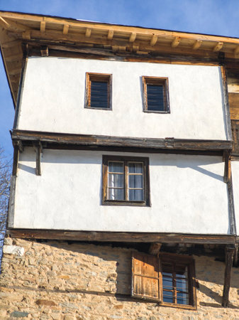 Winter view of Village of Kovachevitsa with Authentic nineteenth century houses, Blagoevgrad Region, Bulgariaの写真素材