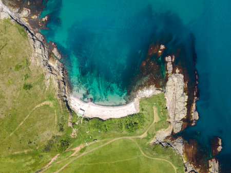 Aerial view of Black Sea coastline near village of Varvara, Burgas Region, Bulgariaの写真素材