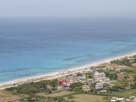 Amazing Panorama of Lefkada near Agios Ioannis beach, Ionian Islands, Greeceの写真素材