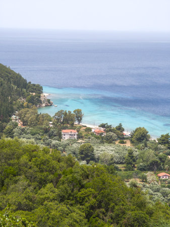 Amazing Panorama of Lefkada near Agios Ioannis beach, Ionian Islands, Greeceの写真素材