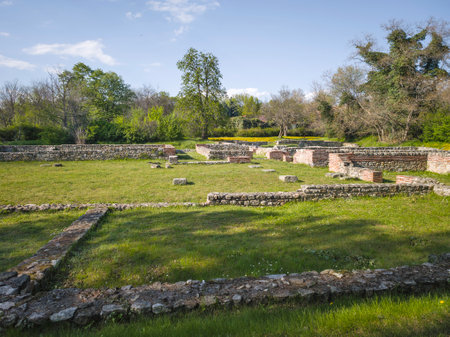 Ruins of Roman fortifications in ancient city of Diocletianopolis, town of Hisarya, Plovdiv Region, Bulgariaの写真素材
