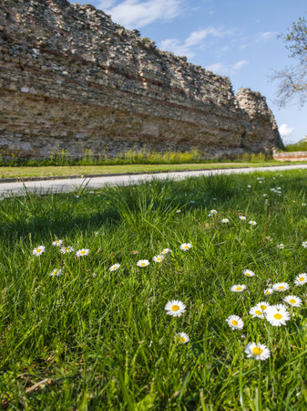 Ruins of Roman fortifications in ancient city of Diocletianopolis, town of Hisarya, Plovdiv Region, Bulgariaの写真素材