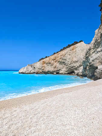 Amazing Panorama of Lefkada Coastline near Porto Katsiki beach, Ionian Islands, Greece