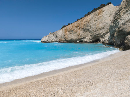 Amazing Panorama of Lefkada Coastline near Porto Katsiki beach, Ionian Islands, Greeceの写真素材