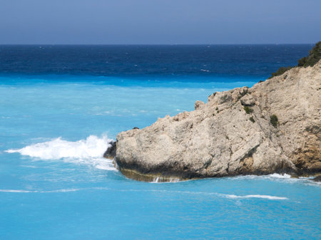 Amazing Panorama of Lefkada Coastline near Porto Katsiki beach, Ionian Islands, Greeceの写真素材