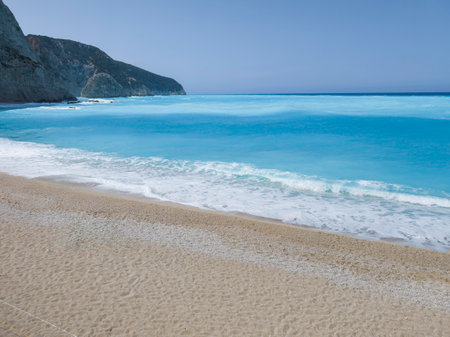 Amazing Panorama of Lefkada Coastline near Porto Katsiki beach, Ionian Islands, Greeceの写真素材