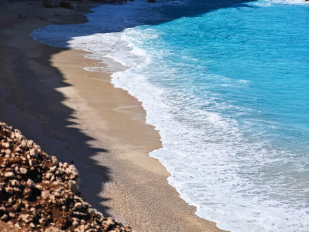 Amazing Panorama of Lefkada Coastline near Porto Katsiki beach, Ionian Islands, Greeceの写真素材