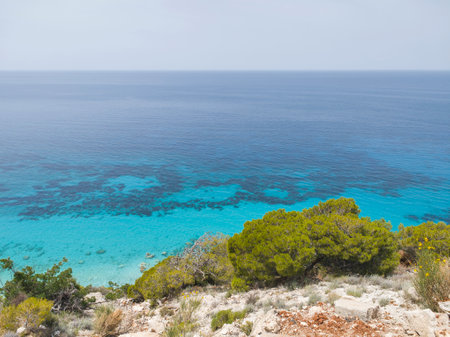 Amazing view of Lefkada near Pefkoulia beach, Ionian Islands, Greeceの写真素材