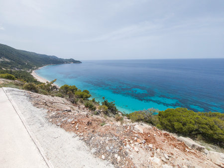 Amazing view of Lefkada near Pefkoulia beach, Ionian Islands, Greeceの写真素材