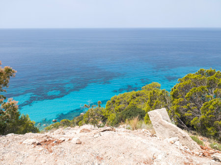 Amazing view of Lefkada near Pefkoulia beach, Ionian Islands, Greeceの写真素材