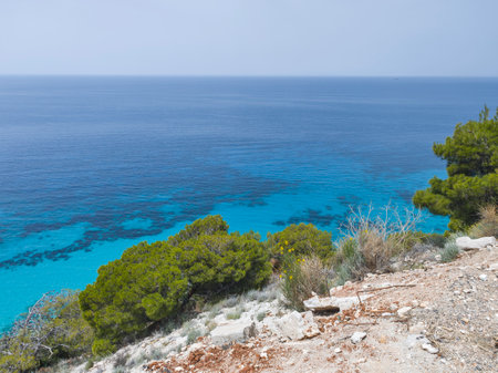 Amazing view of Lefkada near Pefkoulia beach, Ionian Islands, Greeceの写真素材