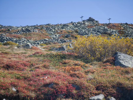 Amazing Autumn panorama of Vitosha Mountain near Cherni Vrah peak, Bulgariaの写真素材