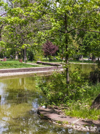 Amazing Spring Landscape of Borisova gradina (Boris Garden) in city of Sofia, Bulgariaの写真素材