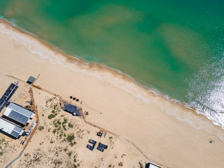 Aerial view of Black Sea coast near Smokinya Beach, Burgas Region, Bulgaria