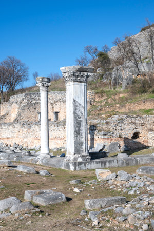 Ancient Ruins at archaeological area of Philippi, Eastern Macedonia and Thrace, Greeceの写真素材