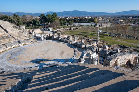 Ancient Ruins at archaeological area of Philippi, Eastern Macedonia and Thrace, Greeceの写真素材