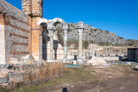 Ancient Ruins at archaeological area of Philippi, Eastern Macedonia and Thrace, Greeceの写真素材