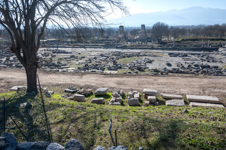 Ancient Ruins at archaeological area of Philippi, Eastern Macedonia and Thrace, Greeceの写真素材