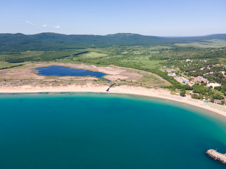 Aerial view of The Driver Beach near resort of Dyuni, Burgas Region, Bulgariaの写真素材
