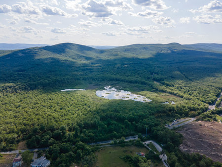 Aerial view of Black Sea Coast neat Arkutino region, Burgas Region, Bulgariaの写真素材