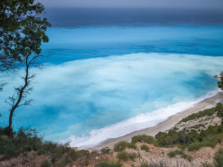 Amazing Panorama of Lefkada Coastline near Egremni Beach, Ionian Islands, Greece