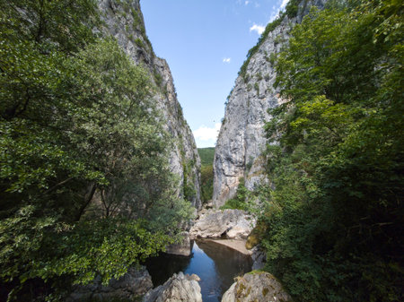 Amazing Summer view of Erma River Gorge near town of Tran, Bulgariaの写真素材