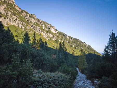 Amazing Autumn Landscape of Rila Mountain near Malyovitsa peak, Bulgariaの写真素材