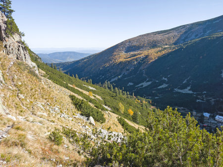Amazing Autumn Landscape of Rila Mountain near Malyovitsa peak, Bulgariaの写真素材
