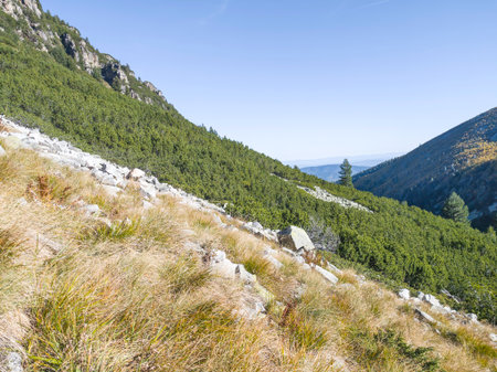 Amazing Autumn Landscape of Rila Mountain near Malyovitsa peak, Bulgariaの写真素材