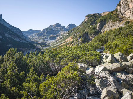 Amazing Autumn Landscape of Rila Mountain near Malyovitsa peak, Bulgariaの写真素材