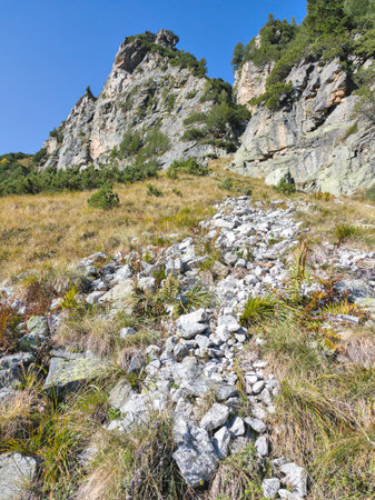 Amazing Autumn Landscape of Rila Mountain near Malyovitsa peak, Bulgariaの写真素材