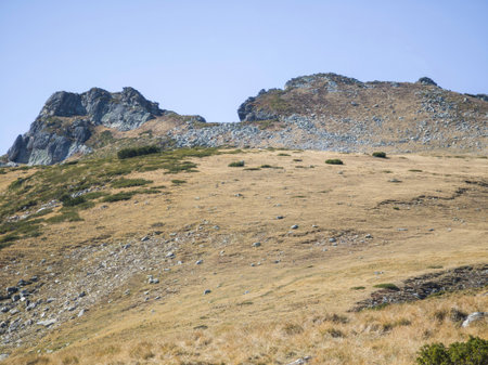 Amazing Autumn Landscape of Rila Mountain near Malyovitsa peak, Bulgariaの写真素材