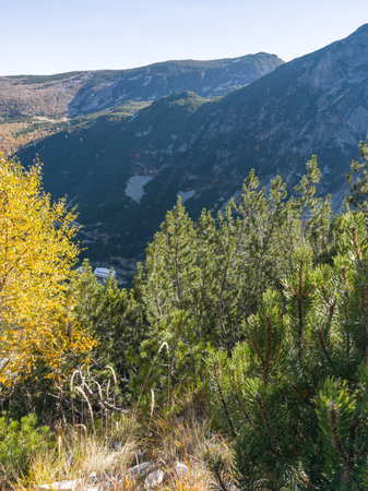 Amazing Autumn Landscape of Rila Mountain near Malyovitsa peak, Bulgariaの写真素材
